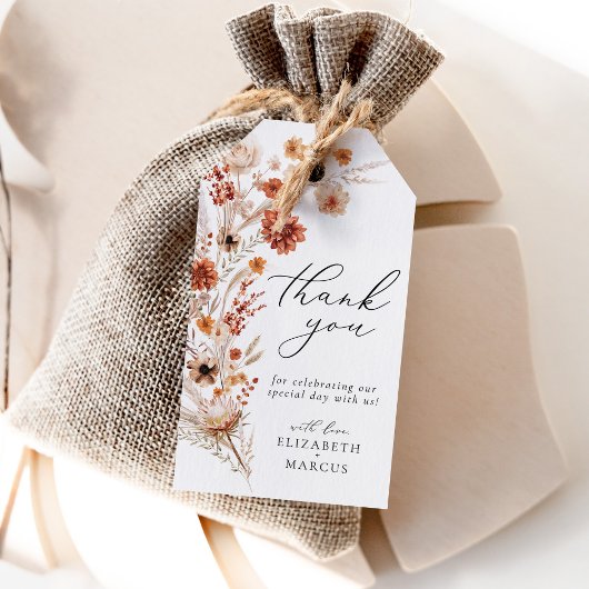 テラコッタダリアワイルドフラワーエレガントな結婚式の好意 ギフトタグ