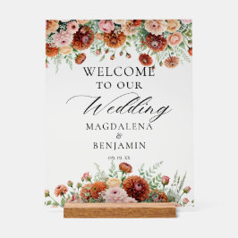 テラコッタダリア花書道へようこそ アクリルサイン