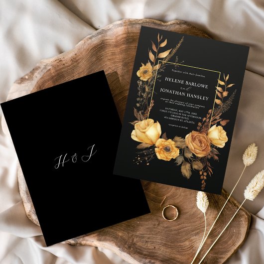 テラコッタダークエレガントムーディ秋の結婚式 招待状