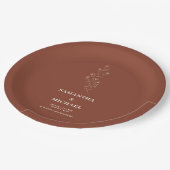 テラコッタチニーフラワーモダンクラッシー結婚ズ ペーパープレート (アングル)