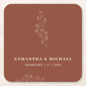 テラコッタチニーフローラボホ結婚ズ スクエアペーパーコースター (正面)