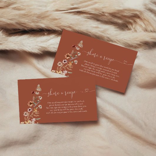 テラコッタチニーワイルドフラワーブライダルシャワーレシピ エンクロージャーカード