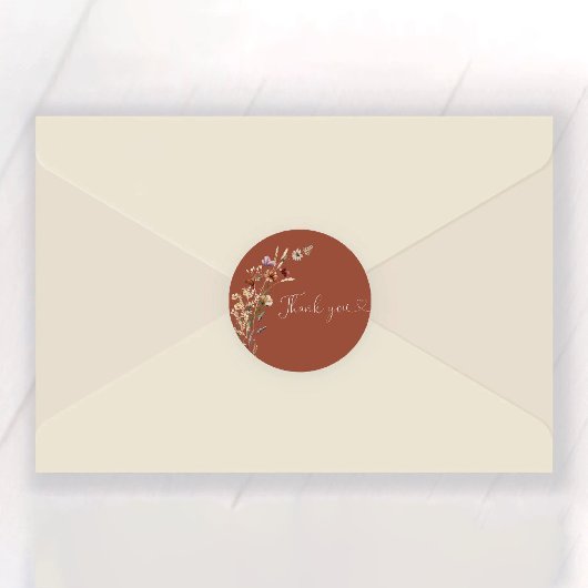 テラコッタチニーワイルドフラワーブライダルシャワー ラウンドシール