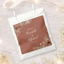 テラコッタチニーワイルドフラワー結婚式の引き出物バッグ フェイバーバッグ