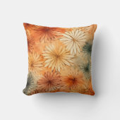 テラコッタティール（緑がかった色）クリームフラワーズウォームアーストーン クッション (正面)