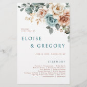 テラコッタティール（緑がかった色）ニュートラルウォーターカラー結婚式 プログラム (正面)