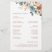 テラコッタティール（緑がかった色）ニュートラルウォーターカラー結婚式 プログラム (裏面)