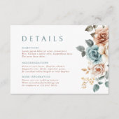 テラコッタティール（緑がかった色）ニュートラルウォーター色結婚フローラ エンクロージャーカード (正面)