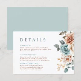 テラコッタティール（緑がかった色）ニュートラルウォーター色結婚フローラ エンクロージャーカード