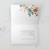 テラコッタティール（緑がかった色）ニュートラルウォーター色結婚フローラ サンキューカード (内部)