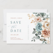 テラコッタティール（緑がかった色）ニュートラルウォーター色結婚フローラ セーブザデート (正面)