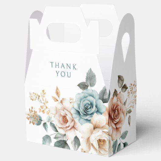 テラコッタティール（緑がかった色）ニュートラルウォーター色結婚フローラ フェイバーボックス (オープン)