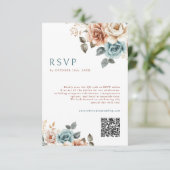 テラコッタティール（緑がかった色）ニュートラルウォーター色結婚フローラ 出欠カード (スタンド正面)