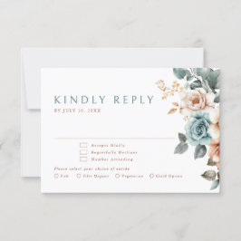 テラコッタティール（緑がかった色）ニュートラルウォーター色結婚フローラ 出欠カード