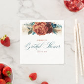 テラコッタティール（緑がかった色）フローラパンパスグラスブライダルシャワー スタンダードカクテルナプキン (インサイチュ)