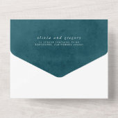 テラコッタティール（緑がかった色）フローラボホエレガントな結婚式 オールインワン招待状 (裏面)