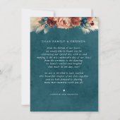 テラコッタティール(緑がかった色)ブルー結婚ズありがとう写真 サンキューカード (裏面)