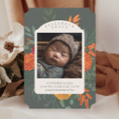 テラコッタティール（緑がかった色）秋フローラ誕生発表 招待状