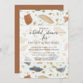 テラコッタテモダンラッツォ抽象芸術カップルのシャワー 招待状 (正面/裏面)