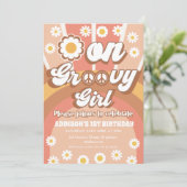 テラコッタデイジーグルーヴィーワンガール1st誕生日 招待状 (スタンド正面)