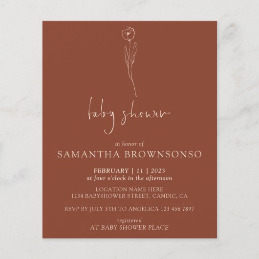 テラコッタデイジーチニーフラワーバジェットベビーシャワー チラシ (正面)