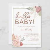 テラコッタトロピカルドライウォーター色ベビーシャワー 招待状 (正面)