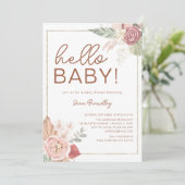 テラコッタトロピカルドライウォーター色ベビーシャワー 招待状 (スタンド正面)