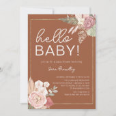 テラコッタトロピカルドライウォーター色ベビーシャワー 招待状 (正面)