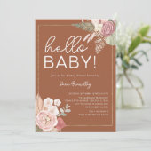 テラコッタトロピカルドライウォーター色ベビーシャワー 招待状 (スタンド正面)