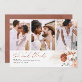 テラコッタトロピカルパンパスグラス結婚の感謝 サンキューカード