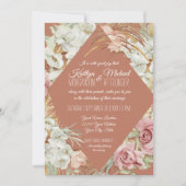 テラコッタトロピカルパンパスグリーンリー赤面フローラ 招待状 (正面)