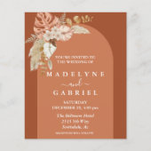 テラコッタトロピカルボホアーチ結婚式招待状 (正面)