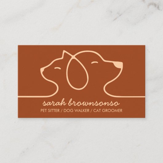 テラコッタドッグキャットペットラインアートロゴ獣医 名刺 (正面)