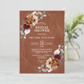 テラコッタネイビーグリーナリージオメトリックブライダルシャワー 招待状 (スタンド正面)