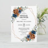 テラコッタネイビーグリーナリージオメトリックブライダルシャワー 招待状 (スタンド正面)