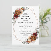 テラコッタネイビーグリーナリージオメトリックブライダルシャワー 招待状 (スタンド正面)