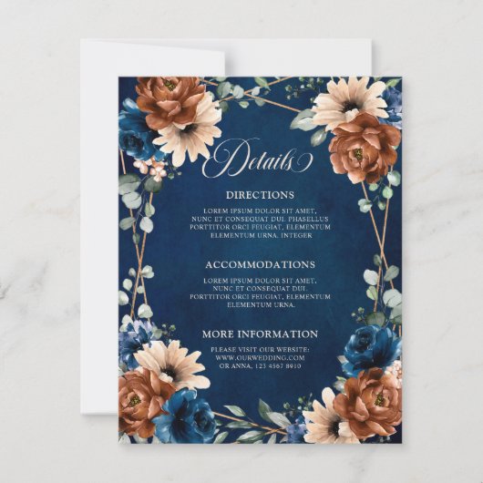 テラコッタネイビーグリーンリージオメトリック詳細カード 招待状 (正面)