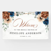 テラコッタネイビージオメトリックブライダルシャワーへようこそ 横断幕 (横)