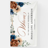 テラコッタネイビージオメトリックブライダルシャワーへようこそ 横断幕 (縦)