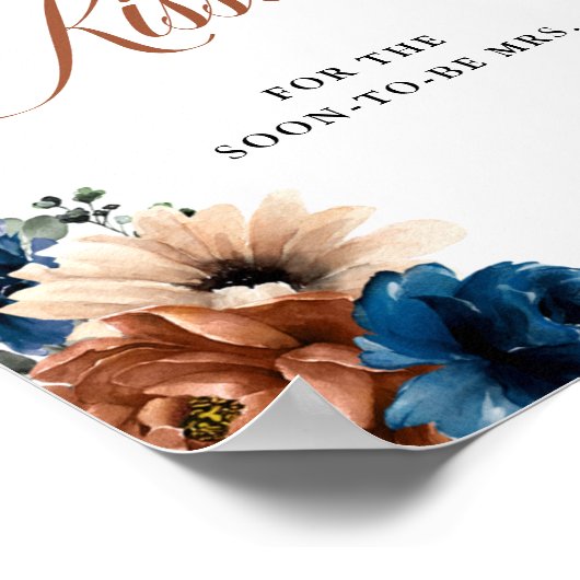 テラコッタネイビーブライダルシャワーどのぐらいキスサイン ポスター (角)