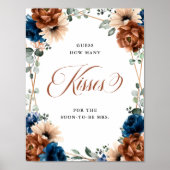 テラコッタネイビーブライダルシャワーどのぐらいキスサイン ポスター (正面)