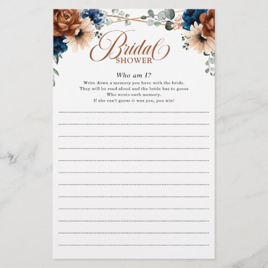 テラコッタネイビーブライダルシャワーゲーム私 (正面)