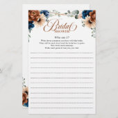 テラコッタネイビーブライダルシャワーゲーム私 (正面/裏面)