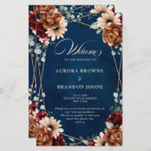 テラコッタネイビーブルガンディジオメトリック結婚式 プログラム (正面/裏面)