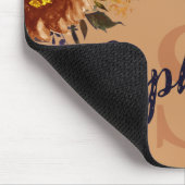 テラコッタネイビーブルーウォーター色フローラモノグラム マウスパッド (コーナー)