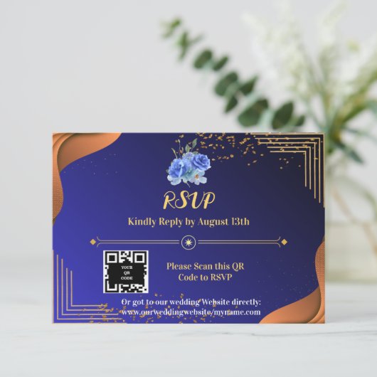 テラコッタネイビーブルーエレガントル 出欠カード (スタンド正面)