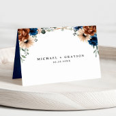 テラコッタネイビーブルーグリーナリージオメトリックゲスト名 テーブルナンバー