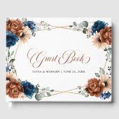 テラコッタネイビーブルーグリーナリージオメトリック結婚ス ゲストブック (正面)