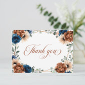 テラコッタネイビーブルーグリーナリージオメトリック結婚ス サンキューカード (スタンド正面)