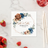 テラコッタネイビーブルーグリーナリージオメトリック結婚ス スタンダードカクテルナプキン (インサイチュ)